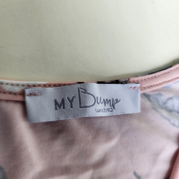 My Bump Pink Blue Floral Stretch Maternity Dress Short Sleeve Tie Back Large - Picture 10 of 12